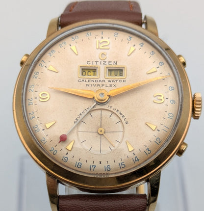 Vintage Citizen Triple Calendar Watch Nivaflex - The Japanese Factory