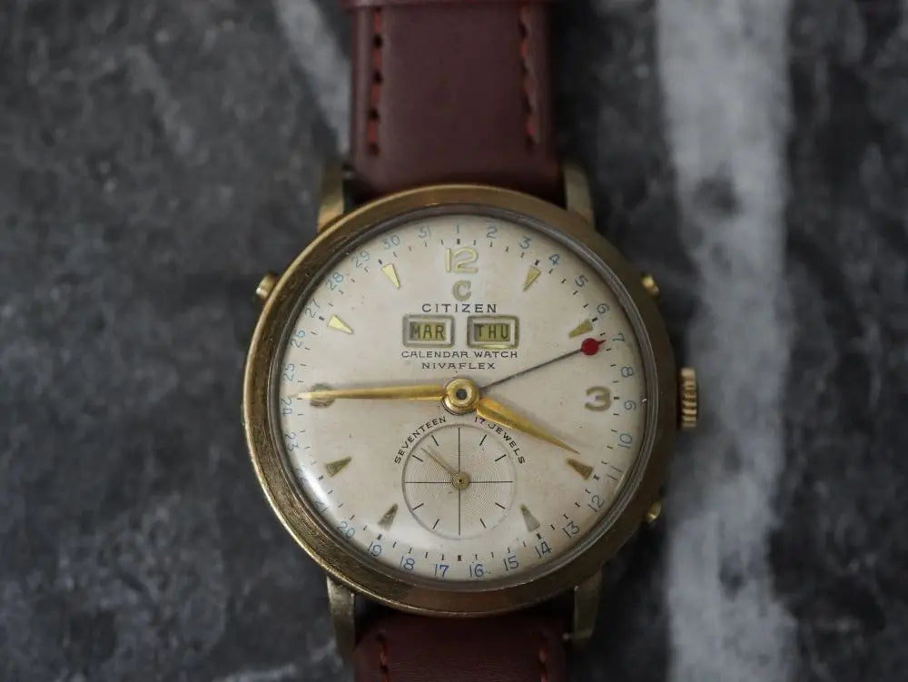 Vintage Citizen Triple Calendar Watch Nivaflex - The Japanese Factory