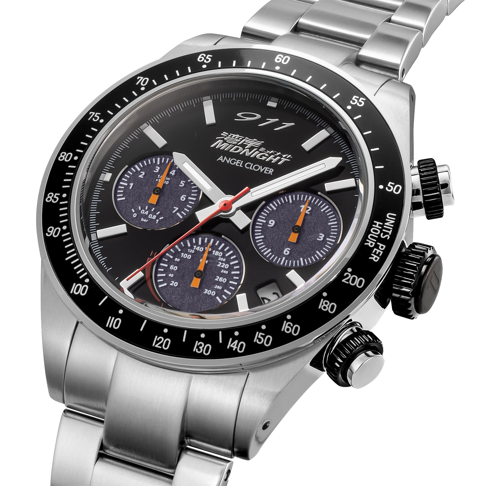 Wangan Midnight x Angel Clover WM40-BK Shima Tatsuya Blackbird 911 Model Wristwatch - The Japanese Factory