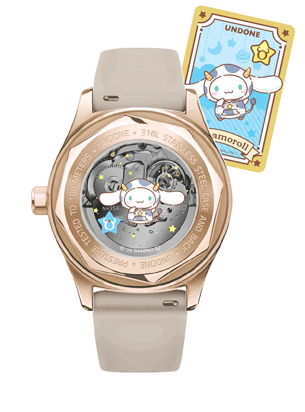 Cinnamoroll x UNDONE “Dreamy Beige” Automatic Watch – Limited Model [Pre-order for early April]